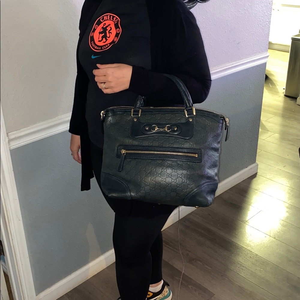 Gucci Hunter Green Satchel with Gold Accents - Picture 13 of 13